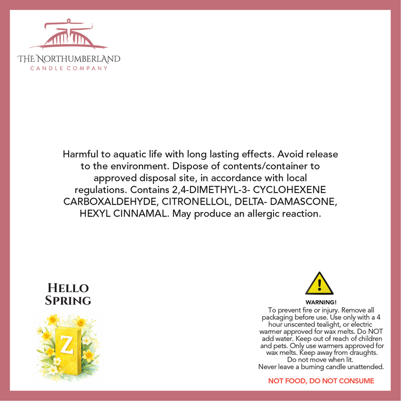 Hello Spring 50g Snap Bar - safety label, ingredients and warnings