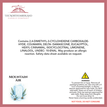 Mountain Air 50g Snap Bar - safety label, ingredients and warnings